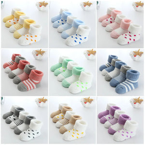 Newborn Baby Winter Terry Socks - 5 Pairs for Boys and Girls, Ages 0 to 24M - TINY STEPS SHOP