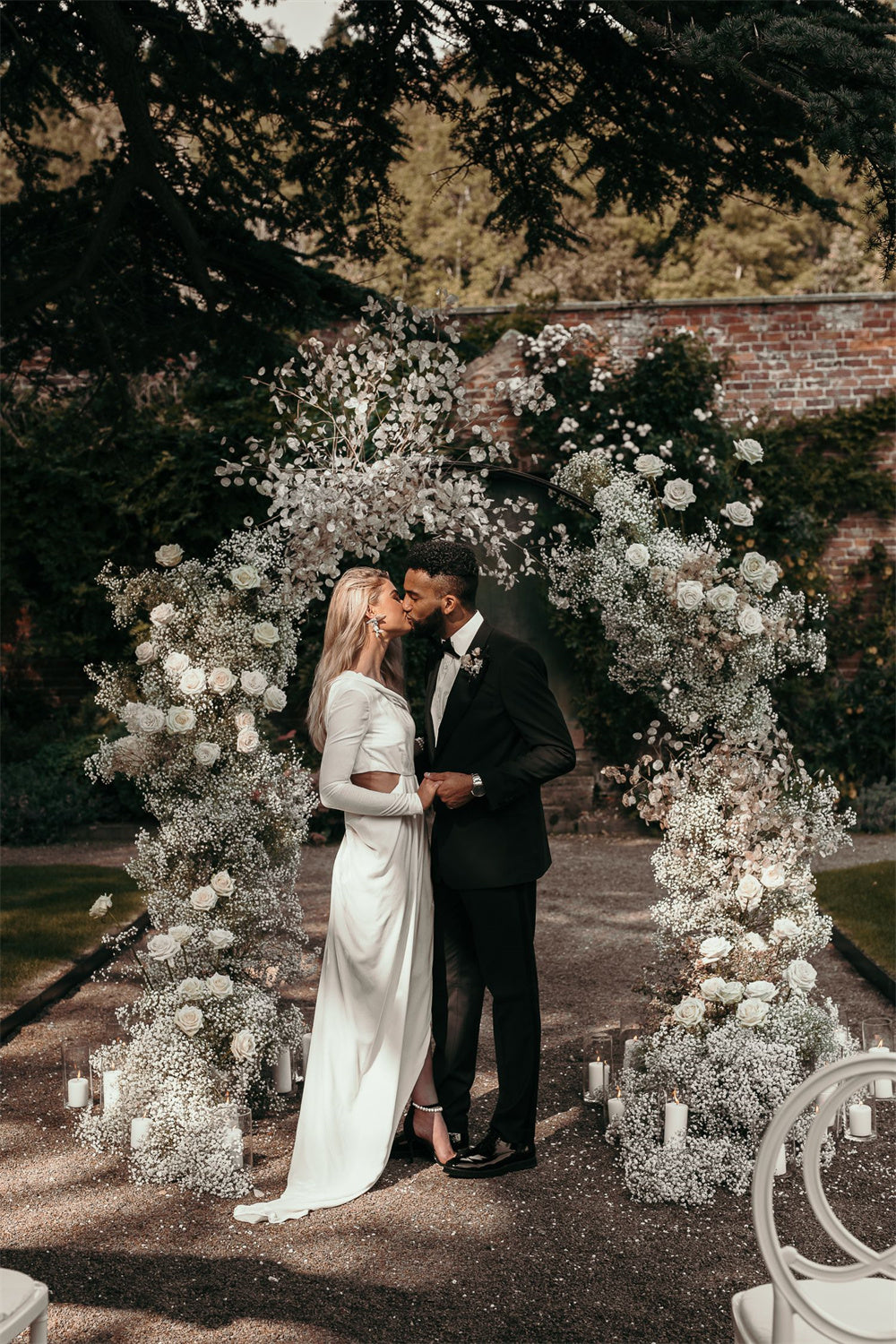 Baby's Breath Wedding Arch with Seasonal Flowers