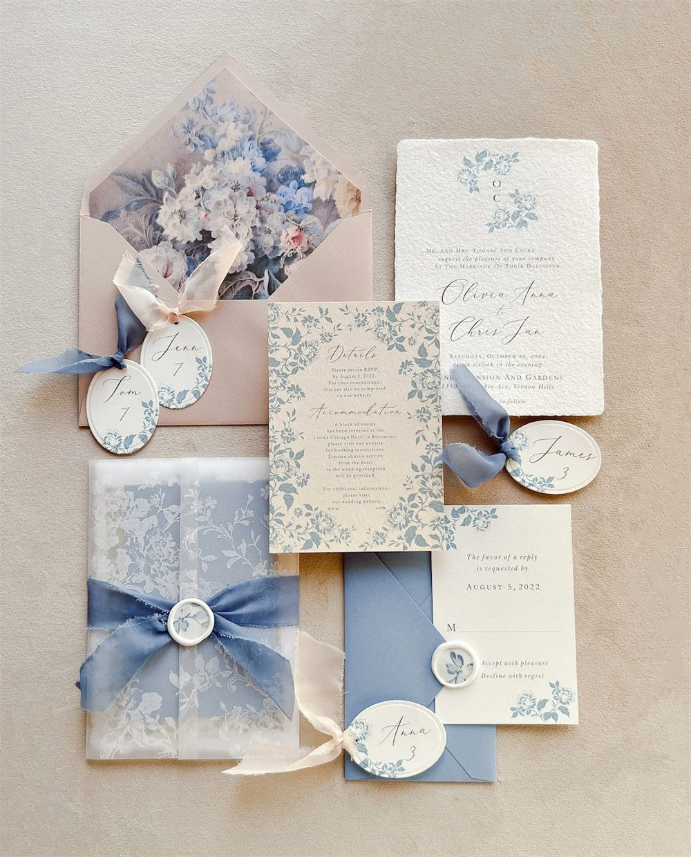 Formal Light Blue Wedding Invitation Ideas