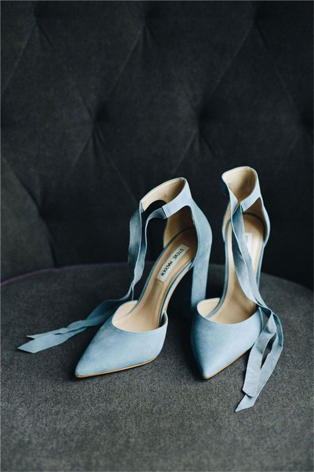 Blue Velvet Wedding Shoes with High Heels
