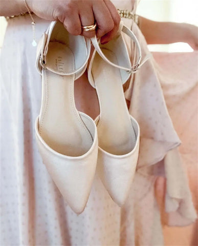 Champagne Wedding Flats with Straps