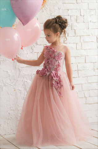 Pink Flower Girls Dresses with Flowers