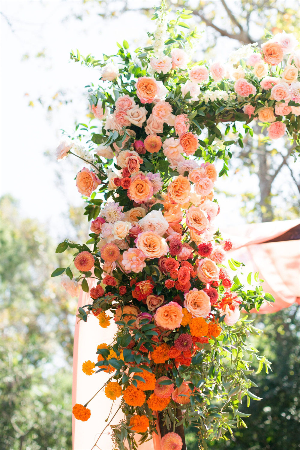 Floral Coral Wedding Arch Decorations