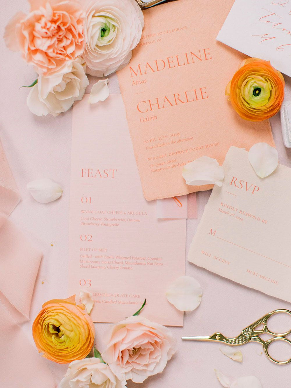 Fun Coral Invitations for Summer Weddings