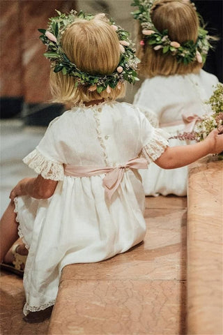 Flower Girl Dresses With Bow and Crown