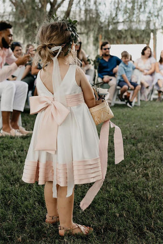 Country Flower Girl Dresses With Bow