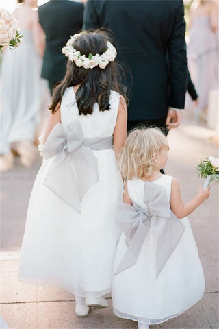 Country Flower Girl Gowns With Bow