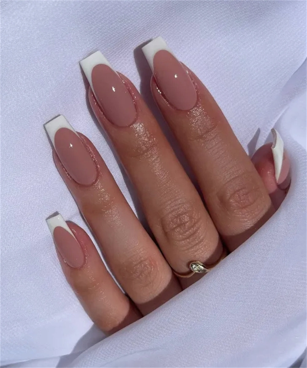 White and Nude French Wedding Nail Ideas