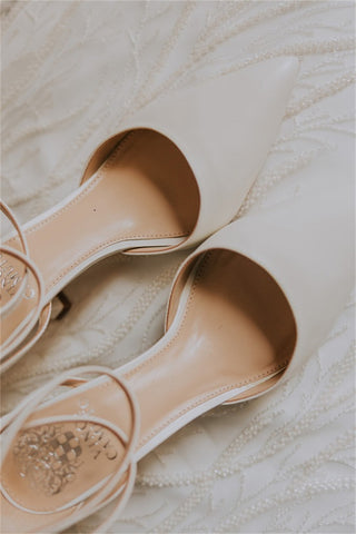 Elegant Champagne Wedding Shoes with Kitten Heels