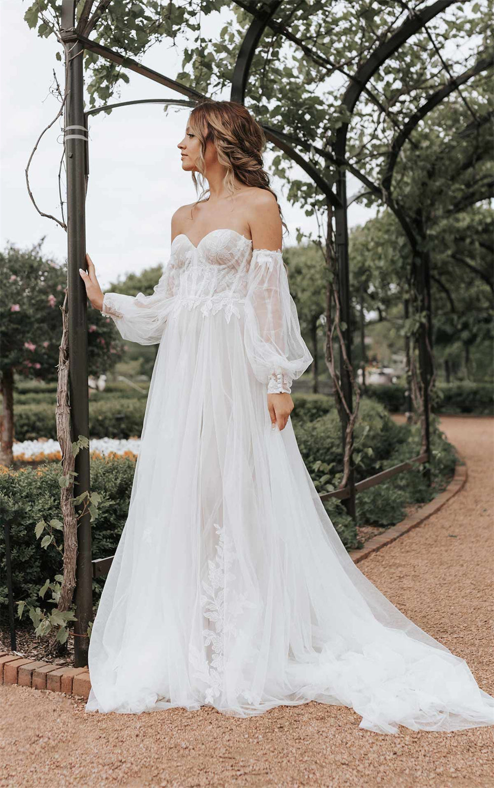 Elegant Bohemian Wedding Dresses with Bell Sleeves