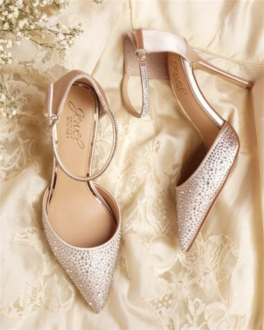 Elegant Satin Champagne Wedding Shoes with High Heels