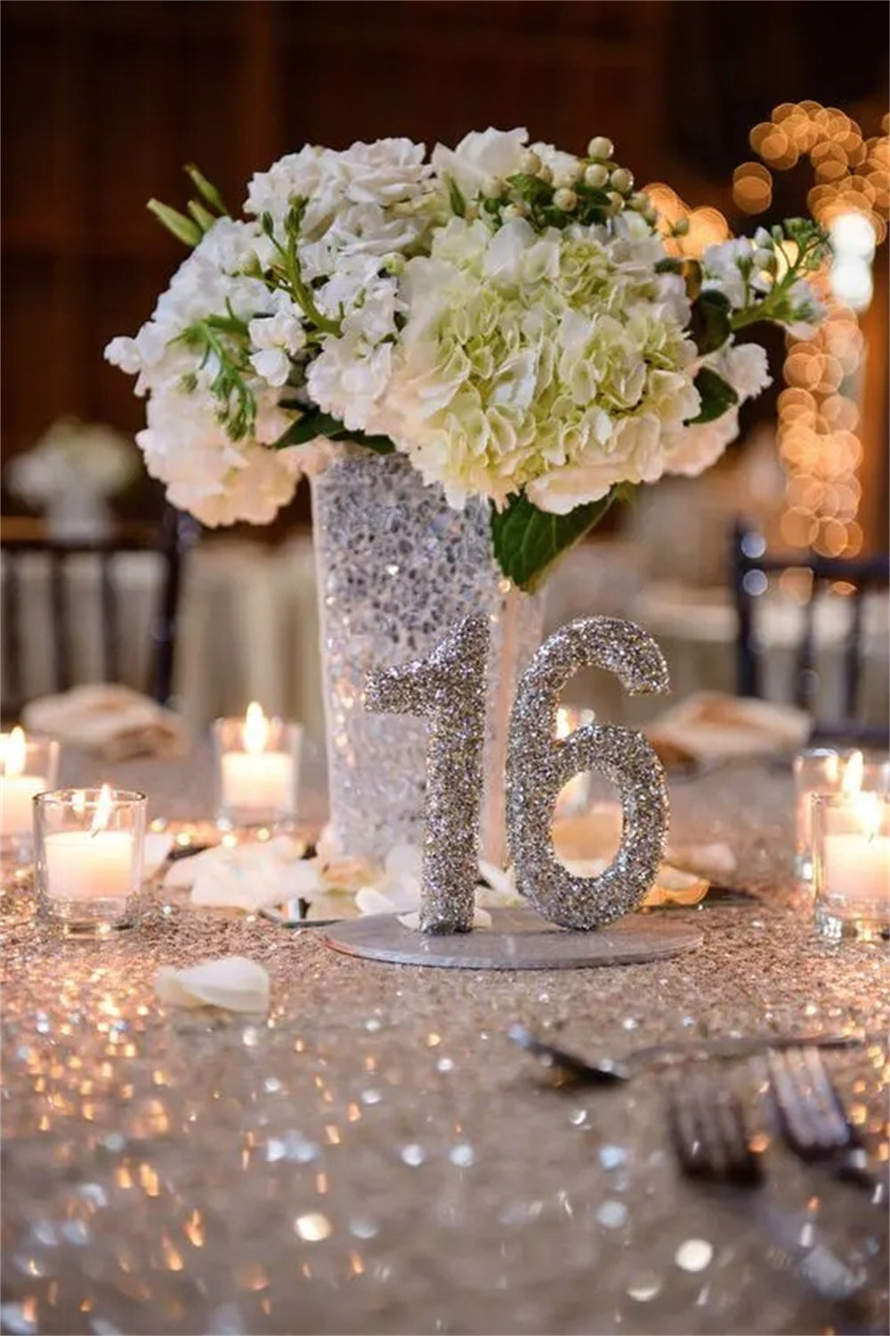 Stylish Silver Sequin Wedding Table Runner Ideas
