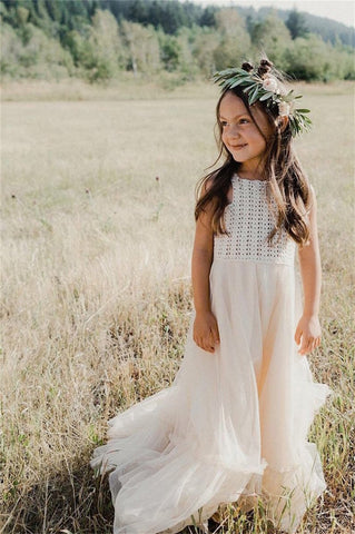Simple Yet Elegant Long Ivory Flower Girl Gowns