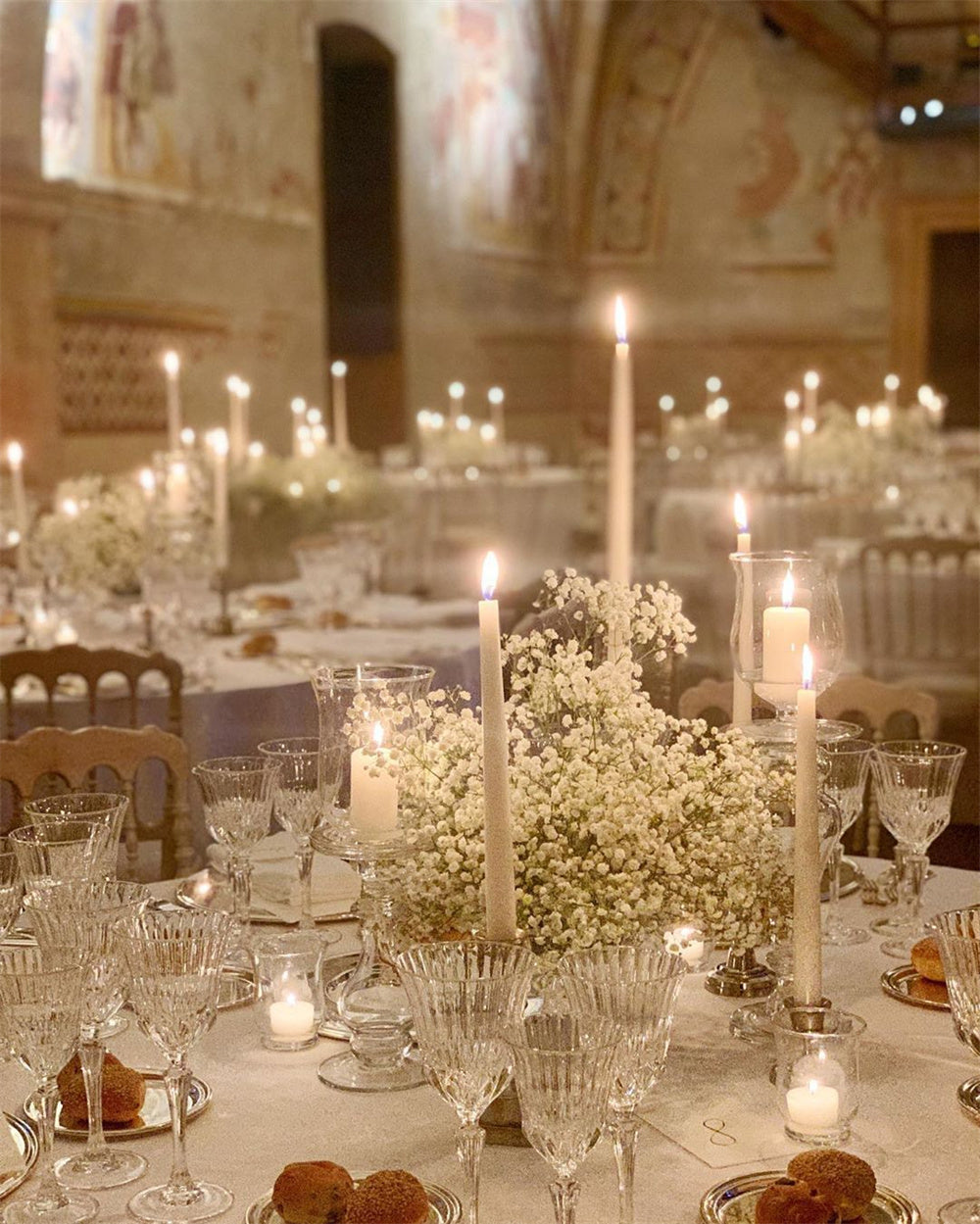 Baby's Breath Wedding Centerpieces with Candles
