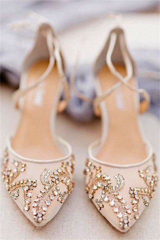 Sparkle Champagne Wedding Shoes with Glittery Designs