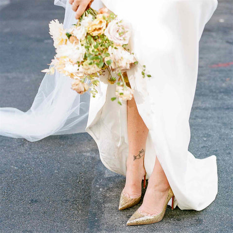 Glittery Champagne Wedding Shoes with Heels