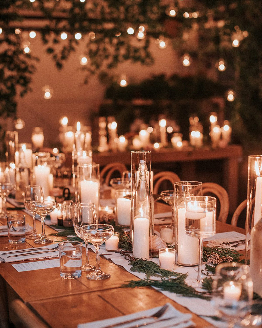 Indoor Winter Wedding Table Decorations with Candles