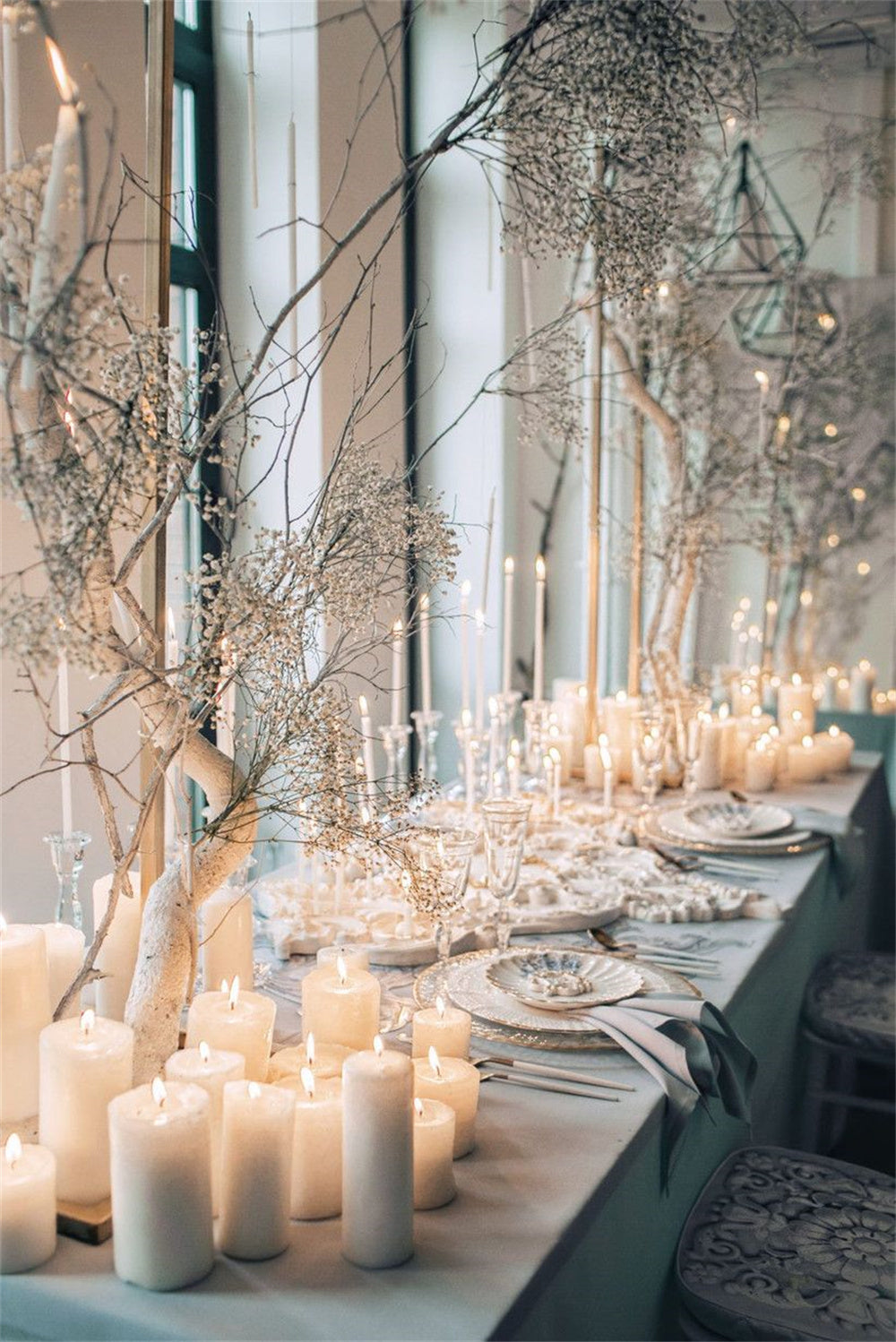 Enchanting Candlelit Winter Wedding Reception Decorations