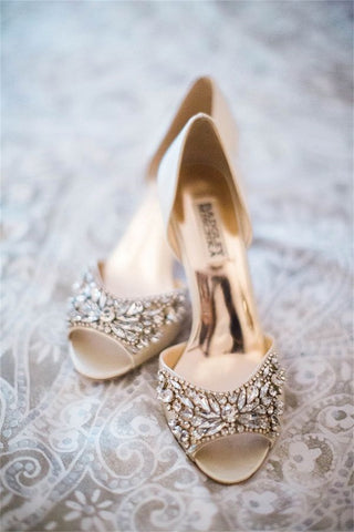 Champagne Wedding Shoes with Rhinestones