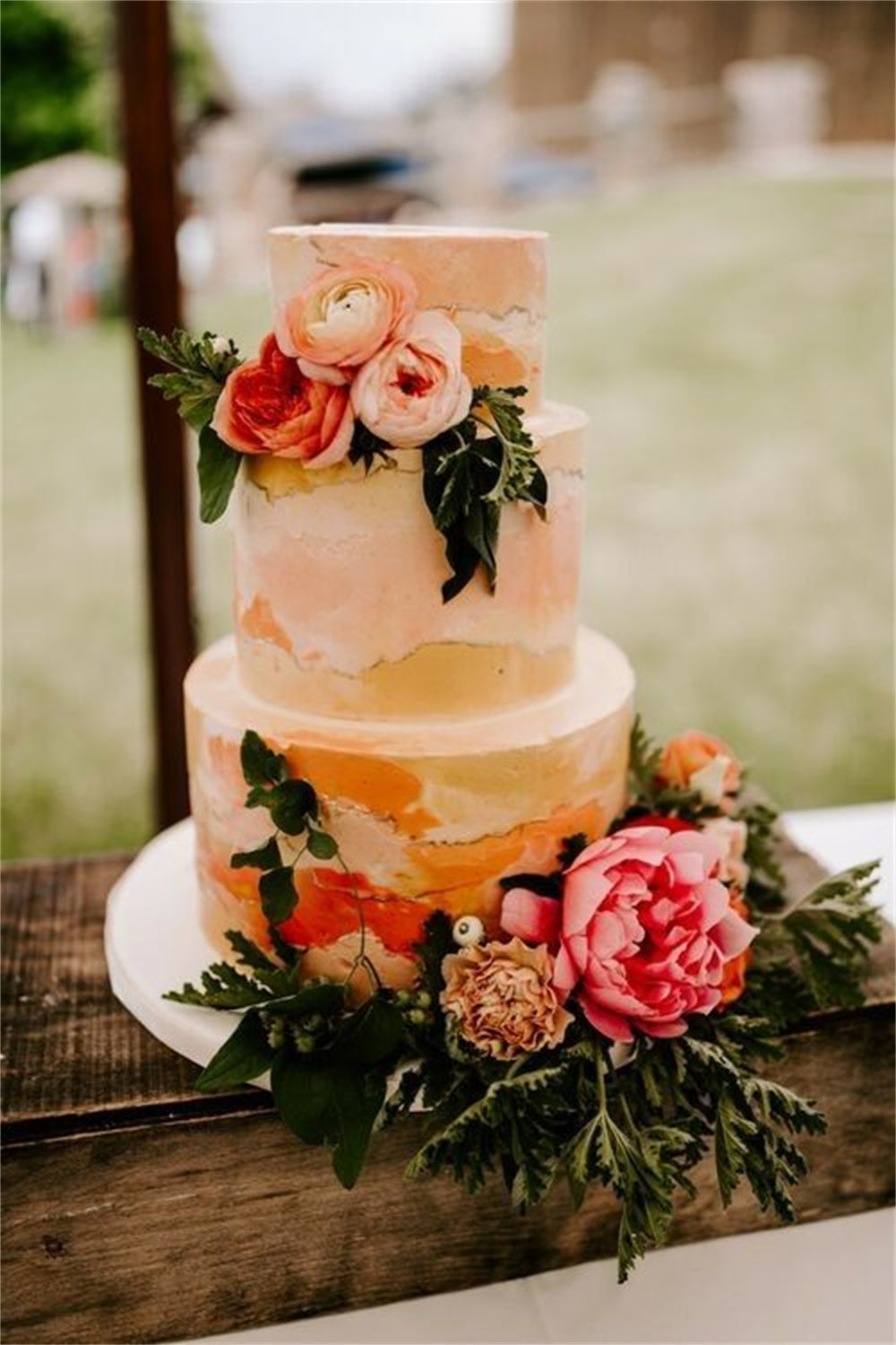 Vintage Wedding Cakes with Coral Flowers