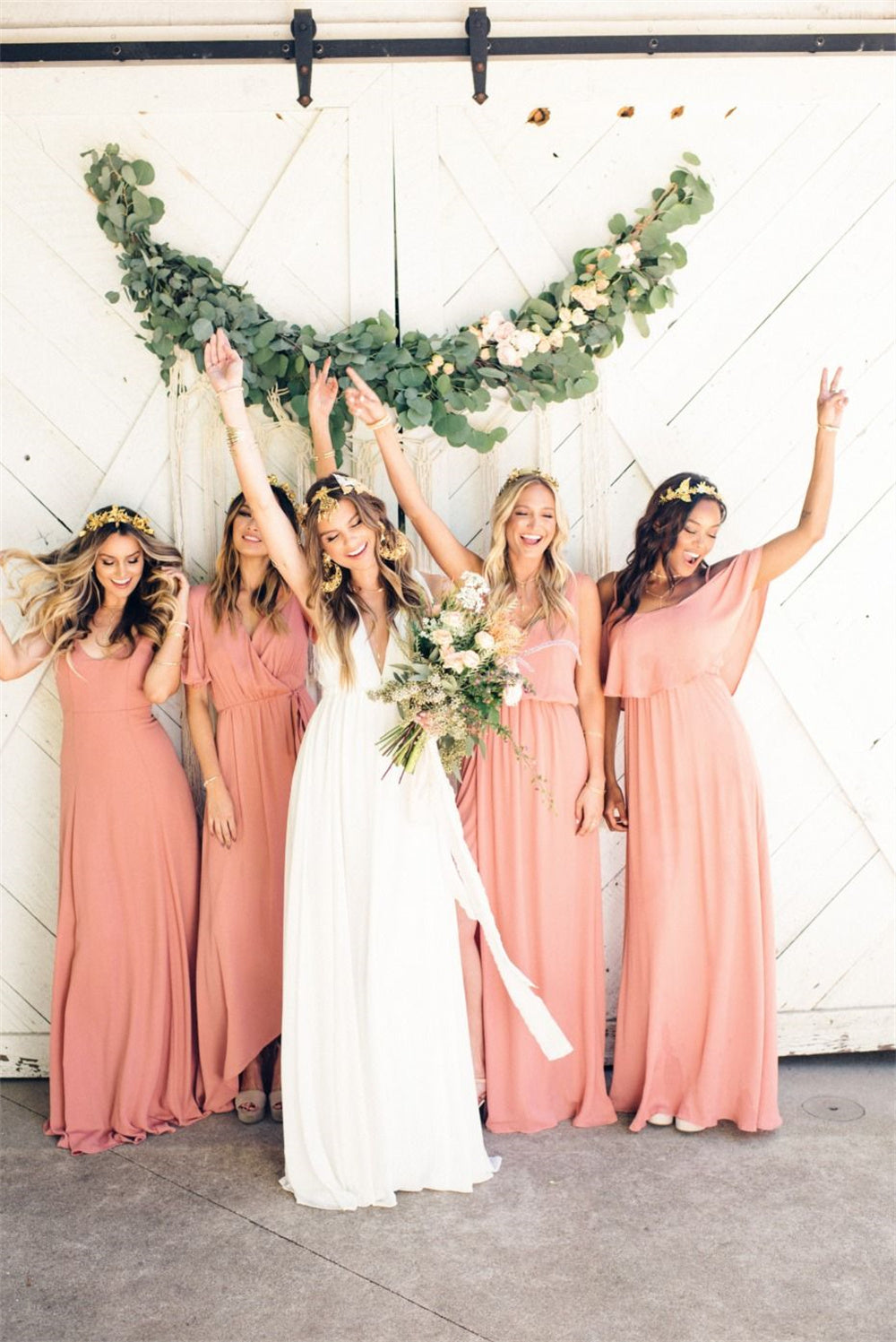 Simple Coral Bridesmaid Dresses