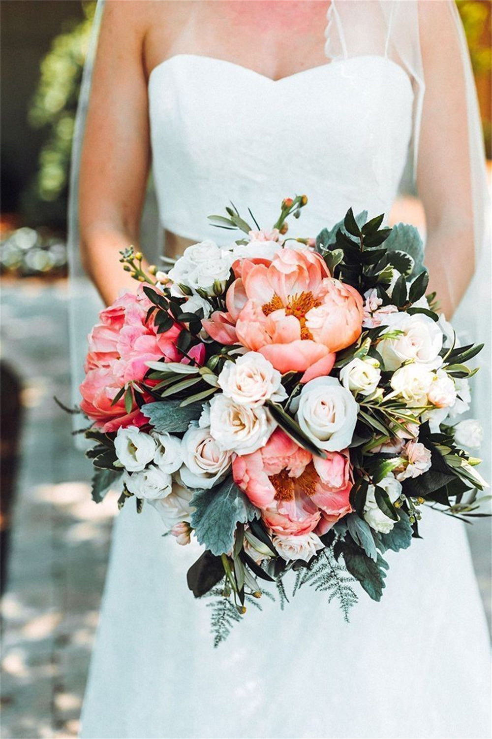 Gorgeous Greenery and Coral Wedding Boquets