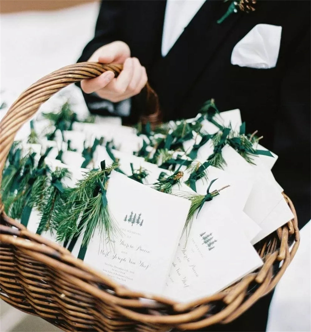 Personalized Winter Wedding Invitation with Pine Trees