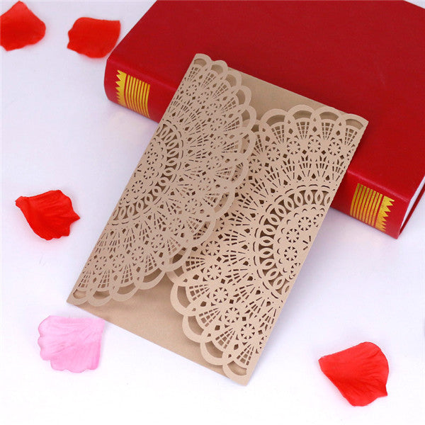 Classic and vintage lace laser cut wedding invitations LC066