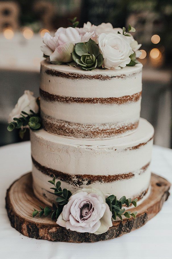 Two Tier Rustic Floral Berry Cake with Thyme