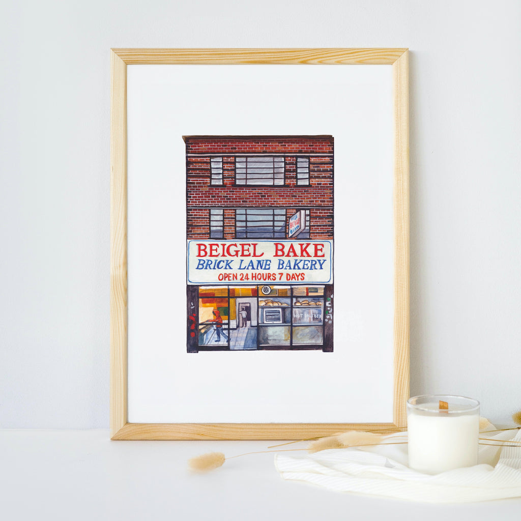 Art print of beigel bake by laura willis