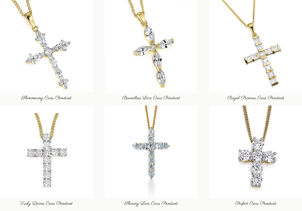 Collage of Six Tru Diamonds Cross Pendants