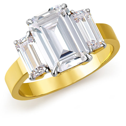 Tru-Diamonds 7.75 carats Impressive Emerald Cut Trilogy Ring