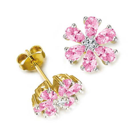 Tru-Diamonds Pink Forget-Me-Not Earrings