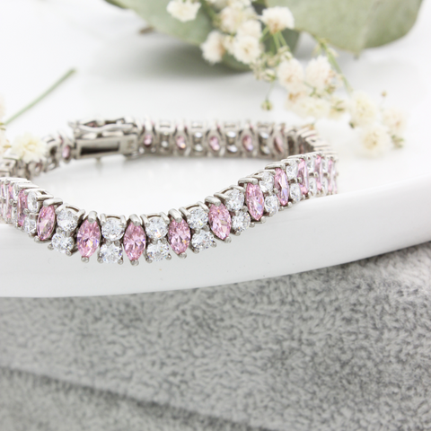 Tru-Diamonds Pink 'n White Delight Bracelet