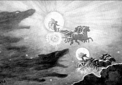 The Wolves Pursuing Sol and Mani (1909) by J. C. Dollman