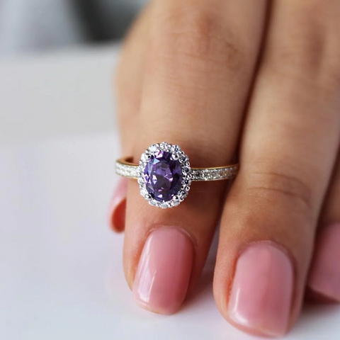 Tru-Amethyst Cincature Ring on finger