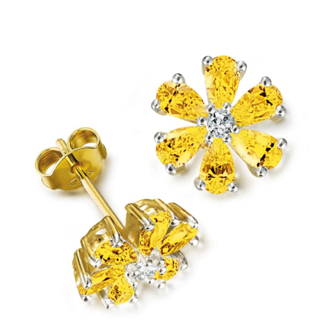 Tru-Diamonds Yellow Forget-Me-Not Earrings