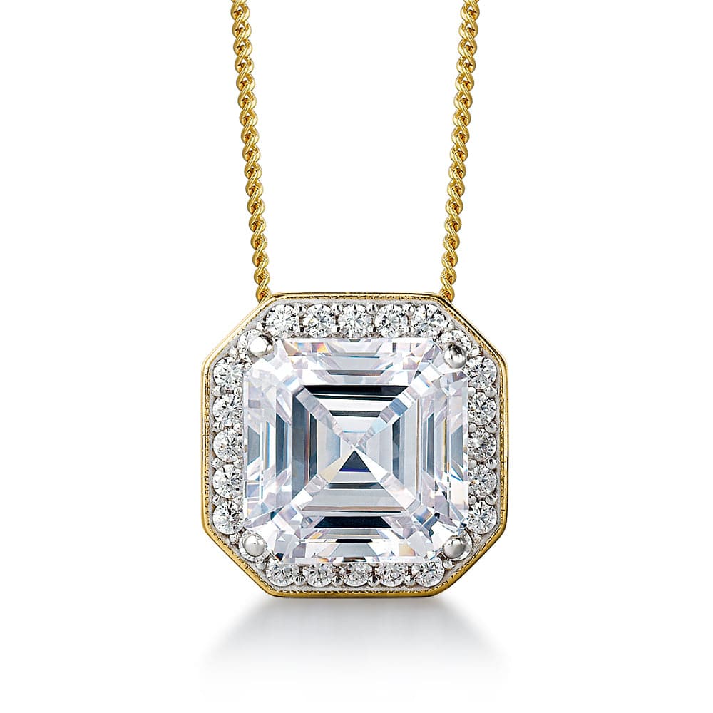 18kt Emerald And Asscher Cut Diamond Cross - 001-160-00788