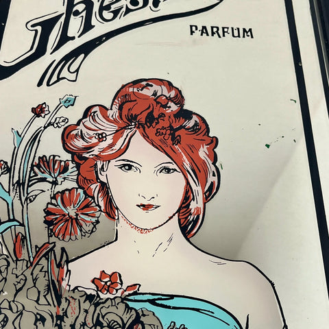 Vintage Alphonse Mucha Chez Nouse Perfume advertising mirror