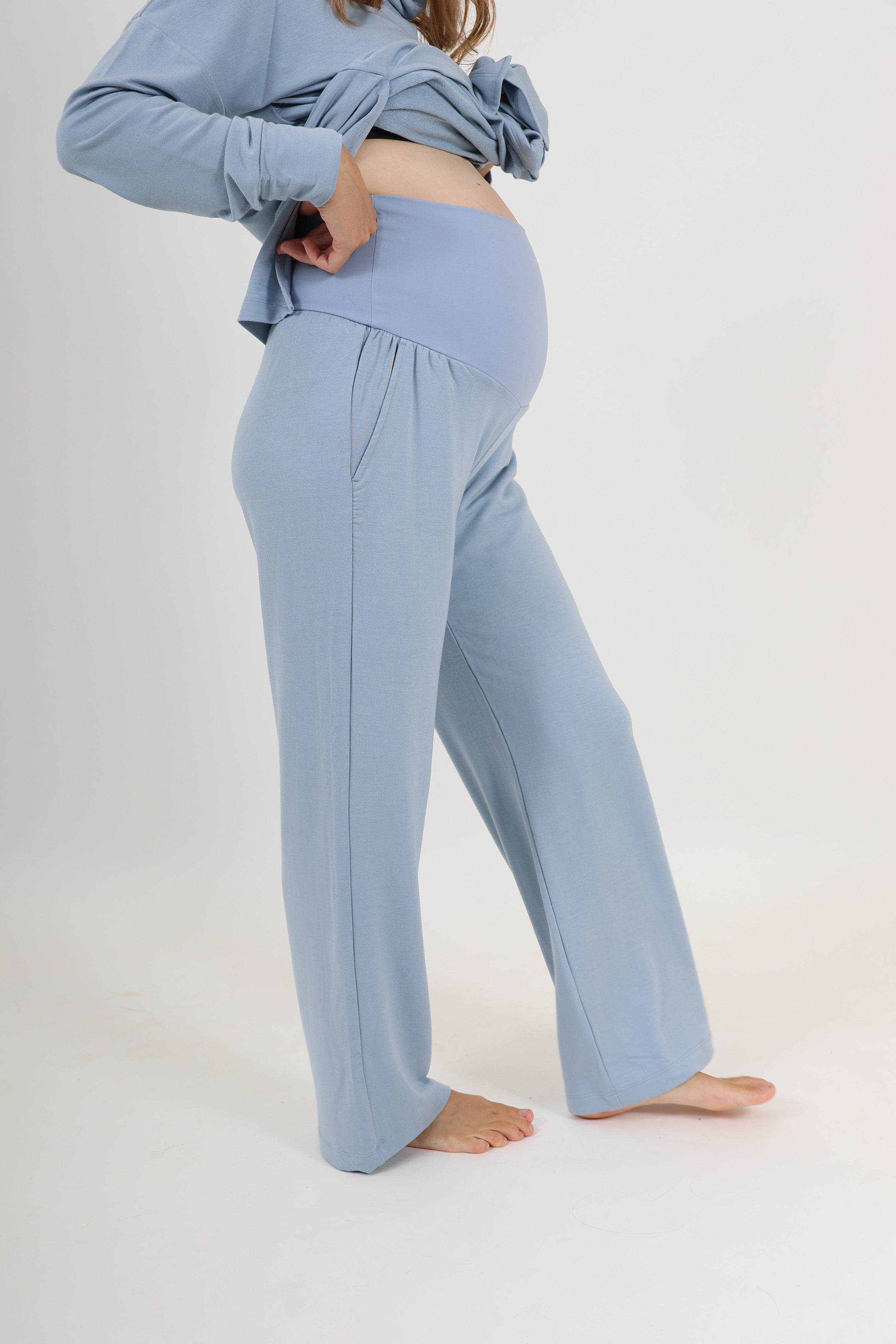 RUBY || MODAL SPANDEX MATERNITY LOUNGEWEAR PANT || BLUE FOG – Raskana