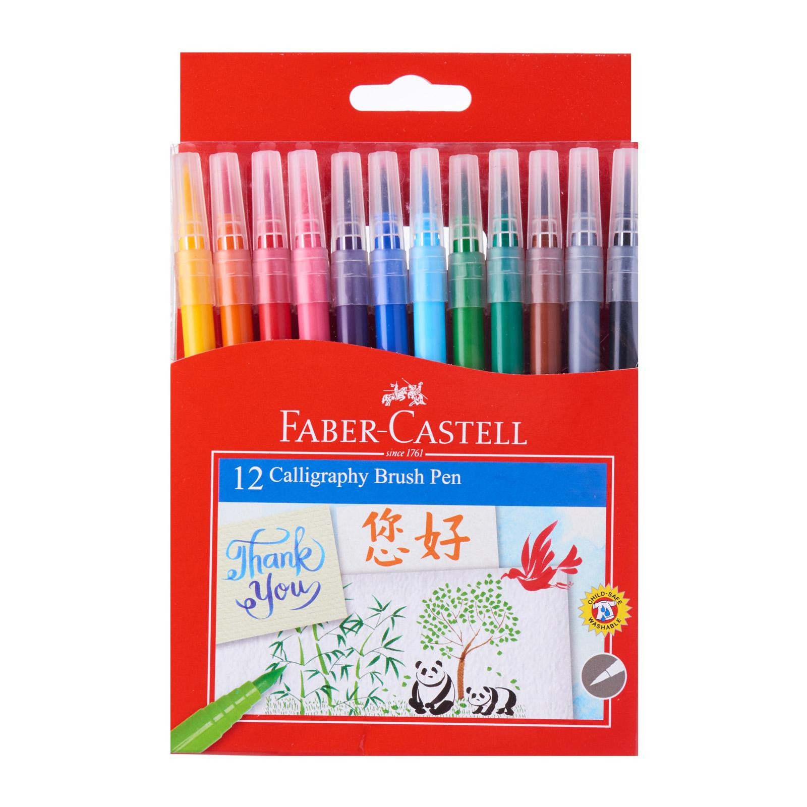  Faber Castell  12 color Calligraphy Brush Pens Craft Carrot