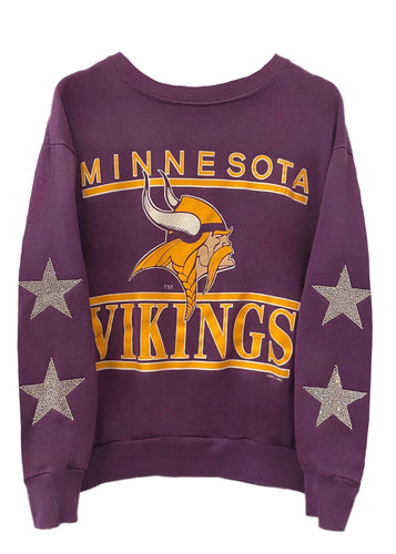 CustomCat Minnesota Vikings Vintage NFL Crewneck Sweatshirt Black / 3XL