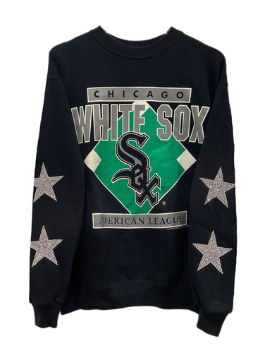 ShopCrystalRags Chicago Cubs, MLB One of A Kind Vintage Sweatshirt with Crystal Star Design