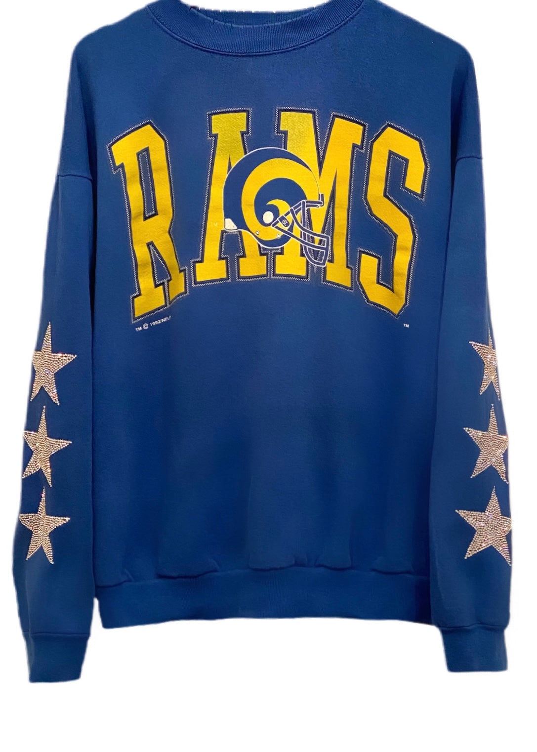 ShopCrystalRags Los Angeles Rams, NFL One of A Kind Vintage La Rams Sweatshirt with Crystal Star Design