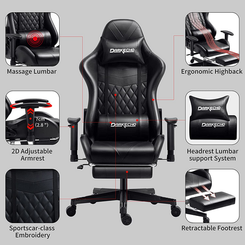 gaming chair with footrest and adjustable armrest