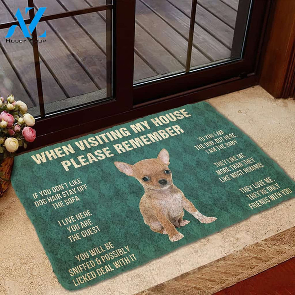 3D Please Remember Chihuahua Puppy Dogs House Rules Custom Doormat | Welcome Mat | House Warming Gift