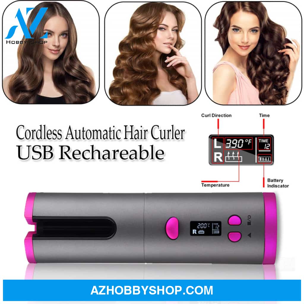 Automatic Hair Curler Curling Iron Wireless Ceramic Usb Rechargeable With Led Digital Display 5