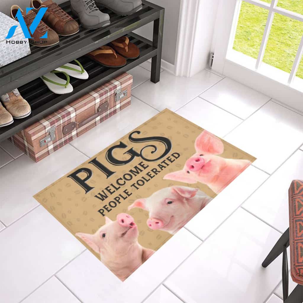 Pigs Welcome People Tolerated Doormat | Welcome Mat | House Warming Gift