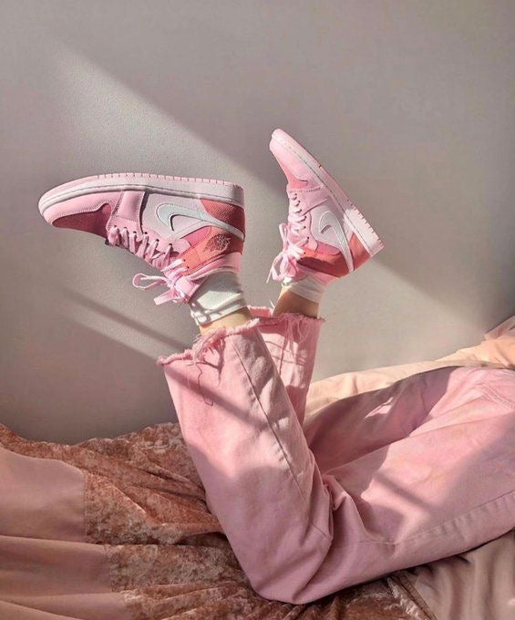 Custom Air Jordan 1 Mid" Digital Pink High Q ( Customs And Box ), Jordan 1 Sneakers Active sneakeronline