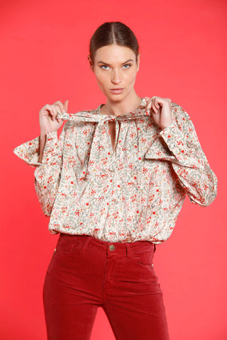 camicia da donna in viscosa con scollo a v modello adele bow di mason's